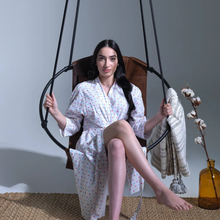 Carregar imagem no visualizador da galeria, Faux Leather Round Hanging Chair Brown