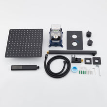Cargar imagen en el visor de la galería, TRUSTMI Thermostatic Shower System Set Matte Black, 3-Way Push Button Diverter Brass Wall Mount Ceiling Shower Faucet Complete with16 Inch 2 Modes Wat