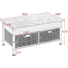 Carregar imagem no visualizador da galeria, Metal coffee table,desk,with a lifting table,and hidden storage space.There were two removable wicker baskets that could be placed in any space such as the living room,color:brownwith solid wood grain