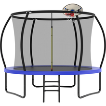 Load image into Gallery viewer, 10FT Recreational Trampoline with Enclosure for Kids Adults, ASTM Approved, Outdoor Trampoline with Wind Stakes and Ladder for Kids Apex Series, 10 FOOT Trampoline