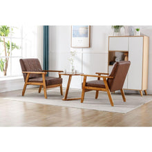 Carregar imagem no visualizador da galeria, Accent Chairs Set of 2 with Side Table, Mid Century Modern Accent Chair, Wood and Fabric Armchairs Side Chair, Lounge Reading Comfy Arm Chair for Living Room, Bedroom, Office