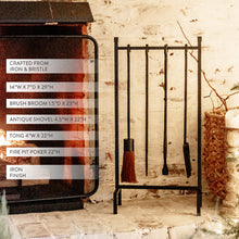 Carregar imagem no visualizador da galeria, 4 Piece Black Iron Fireplace Tool Set