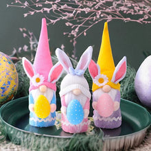 Carregar imagem no visualizador da galeria, Easter Plush Gnome Tabletop Set, Colorful Bunny and Eggs
