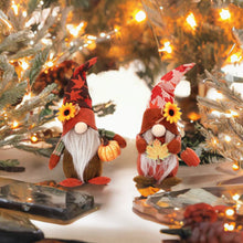 Cargar imagen en el visor de la galería, Fall Inspired Plush Gnome Set, Pumpkin, Autumn Leaf, and Sunflower Elements