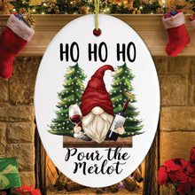 Carregar imagem no visualizador da galeria, Ho Ho Ho Pass the Merlot Wine Gnome Ornament