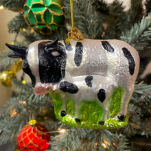 Load image into Gallery viewer, Cow and Calf Glass Christmas Ornament