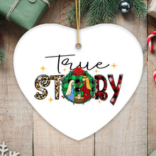Carregar imagem no visualizador da galeria, Religious Theme Plaid Ceramic Heart Christmas Ornament Bundle, Jesus and Christian Nativity