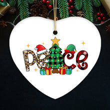 Carregar imagem no visualizador da galeria, Religious Theme Plaid Ceramic Heart Christmas Ornament Bundle, Jesus and Christian Nativity