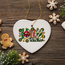 Load image into Gallery viewer, School Teacher Holiday Plaid Christmas Ornament Bundle, Ceramic Appreciation Gifts