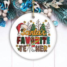 Load image into Gallery viewer, School Teacher Holiday Plaid Christmas Ornament Bundle, Ceramic Appreciation Gifts