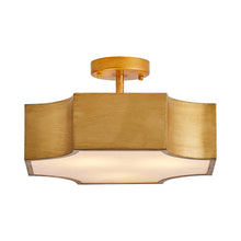 Carregar imagem no visualizador da galeria, 3-Light Vintage Golden LED Semi Flush Mount Light for Entrance, Closet, Kitchen