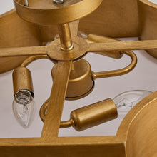 Carregar imagem no visualizador da galeria, 3-Light Vintage Golden LED Semi Flush Mount Light for Entrance, Closet, Kitchen