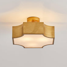Carregar imagem no visualizador da galeria, 3-Light Vintage Golden LED Semi Flush Mount Light for Entrance, Closet, Kitchen