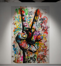 Load image into Gallery viewer, Modern Street Art Wallpaper. Graffiti Peace Sign Wall Mural. #6819