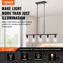 Carregar imagem no visualizador da galeria, Hanging Pendant Lights for Kitchen Island with 5-Lights & Adjustable Design