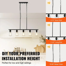Carregar imagem no visualizador da galeria, Hanging Pendant Lights for Kitchen Island with 5-Lights & Adjustable Design