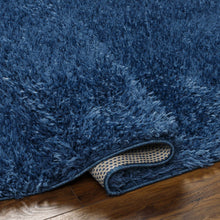Carregar imagem no visualizador da galeria, Faina Solid Dark Blue Shag Rug Washable