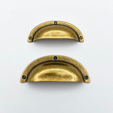 Load image into Gallery viewer, Cup Drawer Pulls "Amalfi" in Antique Brass