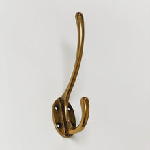 Load image into Gallery viewer, Antique Brass "Capri" Large Modern Wall Hat and Coat Hook
