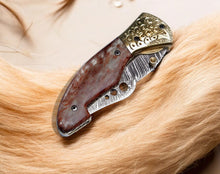 Load image into Gallery viewer, Custom Handmade Damascus Steel Pocket Knife - 3" Blade