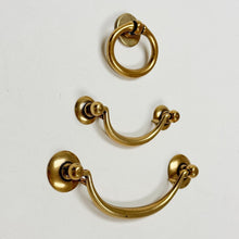 Load image into Gallery viewer, Brass Ring Pulls "Bail" Antique Brass Hardware