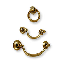 Load image into Gallery viewer, Brass Ring Pulls "Bail" Antique Brass Hardware