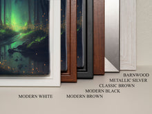 Carregar imagem no visualizador da galeria, Fireflies light up a mystical fantasy forest, framed canvas art, framed print