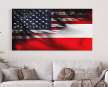 Load image into Gallery viewer, American and Austrian Flag Mashup, Austria Flag, Framed Canvas Print, Framed American Flag Art, Patriotic Immigrant Art