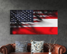 Load image into Gallery viewer, American and Austrian Flag Mashup, Austria Flag, Framed Canvas Print, Framed American Flag Art, Patriotic Immigrant Art