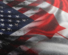 Load image into Gallery viewer, American and Canadian Flag Mashup, Canada Flag, Framed Canvas Print, American Flag Art Patriotic Immigrant Art Heritage Dual Citizenship Art