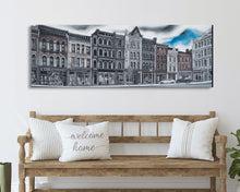 Cargar imagen en el visor de la galería, City Buildings Canvas Print, Large Urban Art Print, City Art, Row Of Buildings, Streetscape, Skyline, Panoramic, Wall Art, Canvas Print