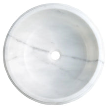 Cargar imagen en el visor de la galería, Carrara White Marble Natural Stone Waterfall Drop-in or Above Vanity Sink (D)17" (H)6"
