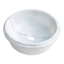 Cargar imagen en el visor de la galería, Carrara White Marble Natural Stone Waterfall Drop-in or Above Vanity Sink (D)17" (H)6"