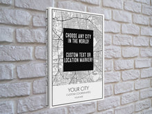 Load image into Gallery viewer, Choose Any City - Custom Map Art - Office Decor Travel Gift Custom Map City Canvas Print Home Town Streets Map Art Wall Poster Gift