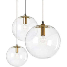 Carregar imagem no visualizador da galeria, Brikey Spherical Clear Glass Ball Pendant Light Gold Head Glass