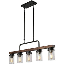 Load image into Gallery viewer, Anmytek Kitchen Island Pendant Lighting with Bubble Glass Shade Industrial Rustic Chandelier Retro Ceiling Light or Edison Vintage Hanging Light Fixture 5-Lights (C0039)