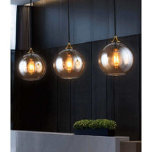 Load image into Gallery viewer, Bepuzz Plug in Glass Pendant Light Mid Century Ceiling Pendant Light Fixtures Globe Glass Shade Hanging Light Fixtures Single Hanging Pendant Lamp for Bedroom Living Room Hallway Foyer (Amber)