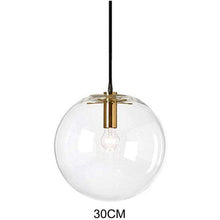 Carregar imagem no visualizador da galeria, Brikey Spherical Clear Glass Ball Pendant Light Gold Head Glass