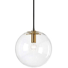 Carregar imagem no visualizador da galeria, Brikey Spherical Clear Glass Ball Pendant Light Gold Head Glass