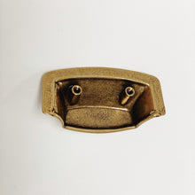 Load image into Gallery viewer, Drawer Cup Pull "Tuscany" in Antique Brass - Brass Cabinet Hardware