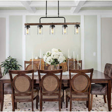 Load image into Gallery viewer, Anmytek Kitchen Island Pendant Lighting with Bubble Glass Shade Industrial Rustic Chandelier Retro Ceiling Light or Edison Vintage Hanging Light Fixture 5-Lights (C0039)