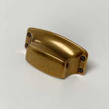 Load image into Gallery viewer, Drawer Cup Pull "Tuscany" in Antique Brass - Brass Cabinet Hardware