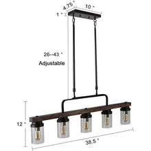 Load image into Gallery viewer, Anmytek Kitchen Island Pendant Lighting with Bubble Glass Shade Industrial Rustic Chandelier Retro Ceiling Light or Edison Vintage Hanging Light Fixture 5-Lights (C0039)