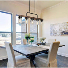 Load image into Gallery viewer, Anmytek Kitchen Island Pendant Lighting with Bubble Glass Shade Industrial Rustic Chandelier Retro Ceiling Light or Edison Vintage Hanging Light Fixture 5-Lights (C0039)