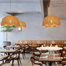 Load image into Gallery viewer, Arturesthome Indoor Hanging Ceiling Light Fixture, Hand Woven Vintage Lotus Flower Pendant Lamp Chandelier for Kitchen Living Room Bedroom Crafts Lampshade