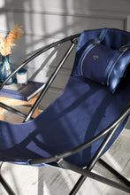 Carregar imagem no visualizador da galeria, Faux Leather Folding Chair Metal Frame Indigo