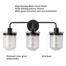 Carregar imagem no visualizador da galeria, Indoor Wall Lights in Modern Black Finish with Glass Shade and E26 Base