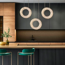 Carregar imagem no visualizador da galeria, 3 Lights - Hanging LED crystal lamp for staircase, lobby, living space, stairwell