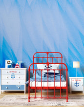 Load image into Gallery viewer, Blue Feather Angel Wings Chalk Art Mural. #6224