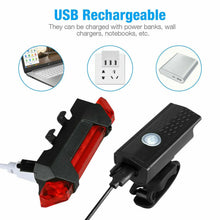 Carregar imagem no visualizador da galeria, LED Bike Light Set with USB Rechargeable Headlight and Taillight